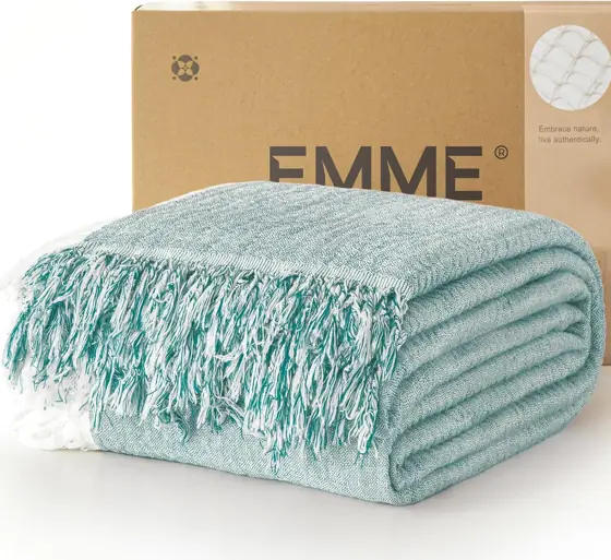EMME Muslin Throw Blanket with… — Photo 1