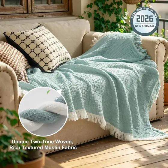 EMME Muslin Throw Blanket with… — Photo 3