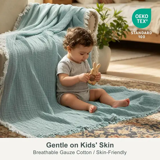 EMME Muslin Throw Blanket with… — Photo 4