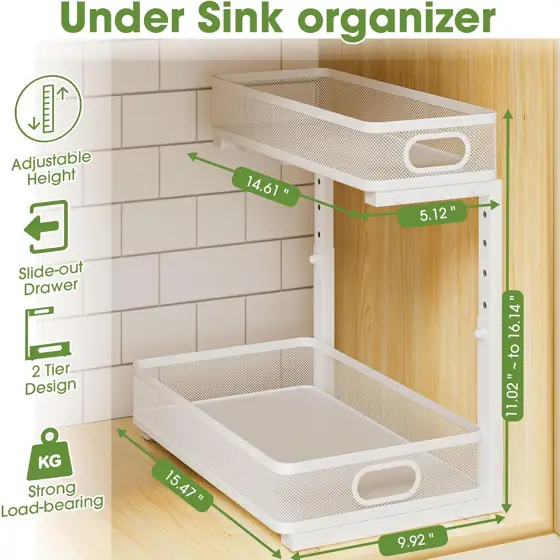 Under Sink Organizer 2-Pack, Metal… — Photo 4