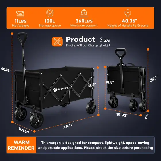 Originsure 100L Portable Collapsible Wagon… — Photo 3