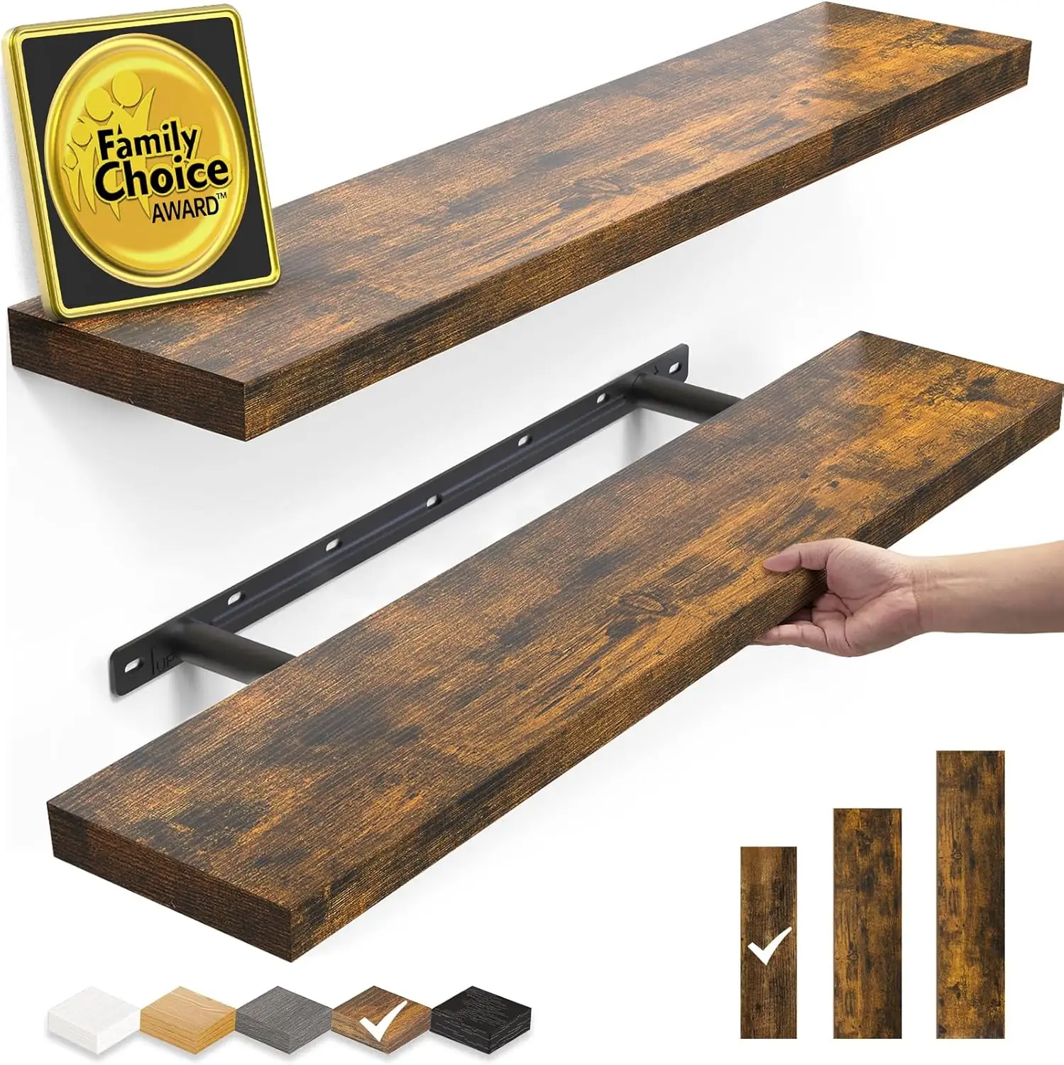 BAYKA Rustic Brown Floating Shelves… — Photo 1