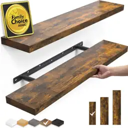 BAYKA Rustic Brown Floating Shelves… — Photo 1