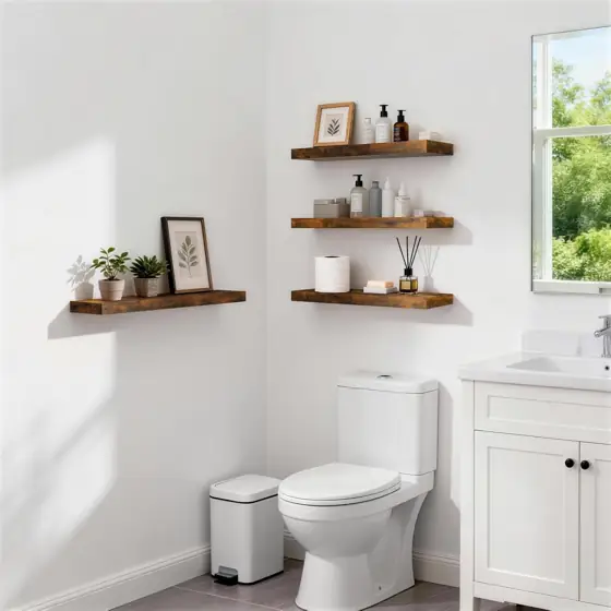 BAYKA Rustic Brown Floating Shelves… — Photo 2