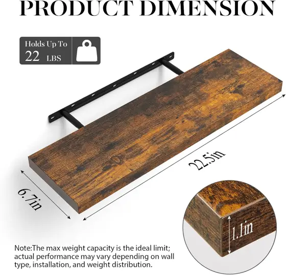BAYKA Rustic Brown Floating Shelves… — Photo 3