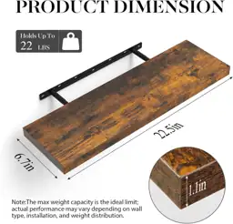 BAYKA Rustic Brown Floating Shelves… — Photo 3