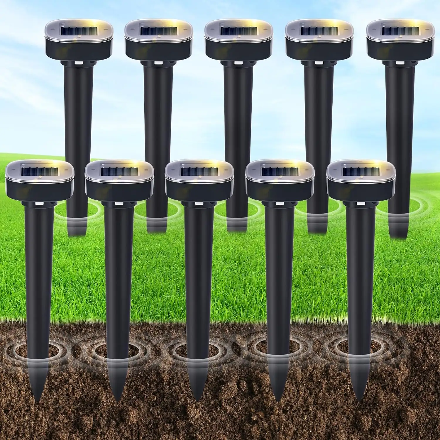 10-Pack Mole Repellent Solar Powered… — Photo 1