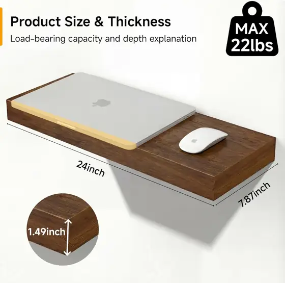 24in Walnut Floating Shelves for… — Photo 3