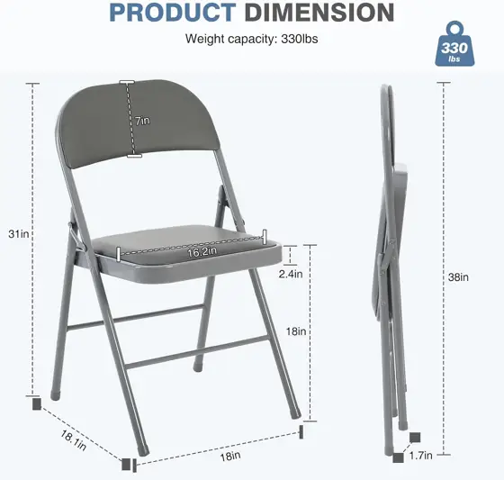 DUMOS Folding Chairs 8 Pack,… — Photo 3