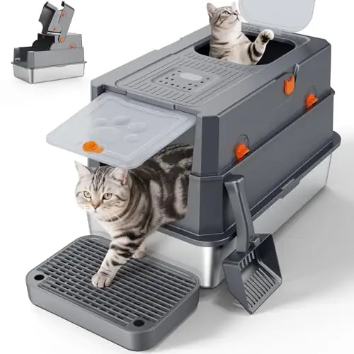FURTIME Stainless Steel Litter Box… — Photo 1