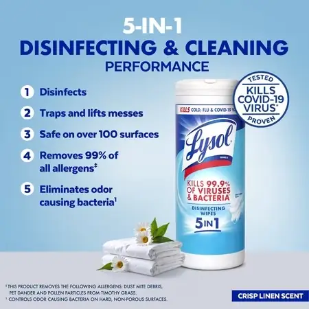 Lysol Disinfecting Wipes, Multi Surface,… — Photo 2